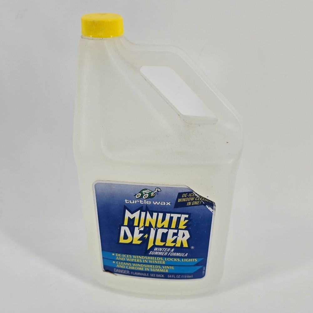 Turtle Wax Minute De-Icer 64oz Vintage 1991 Refill Windshield Cleaner Blue/Clear